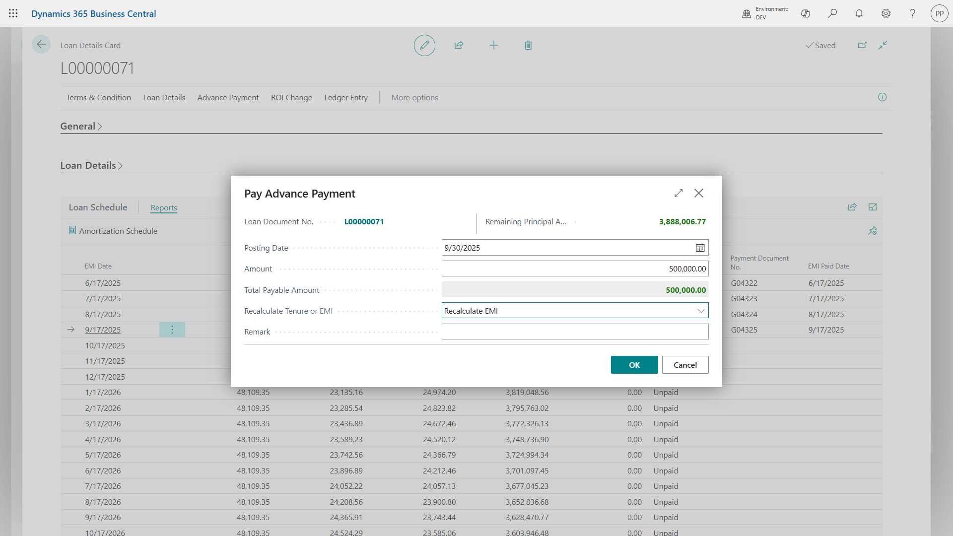 Advance Payment Handling